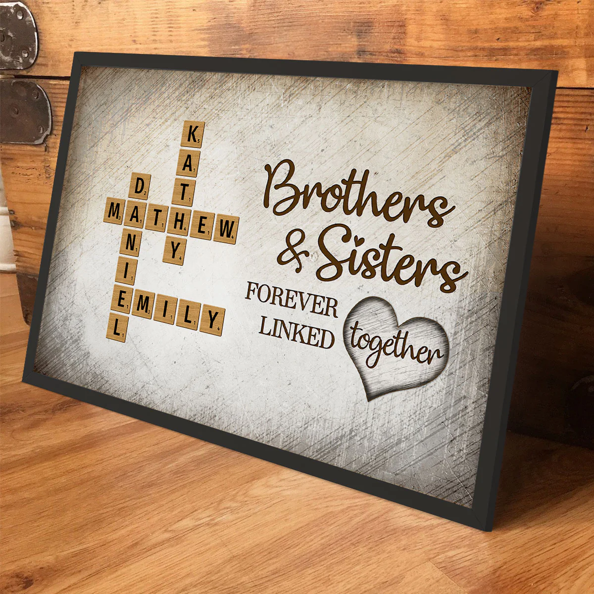 The Love Between Brothers & Sisters Knows No Distance Crossword Puzzle Art, Personalized Poster - Image 4