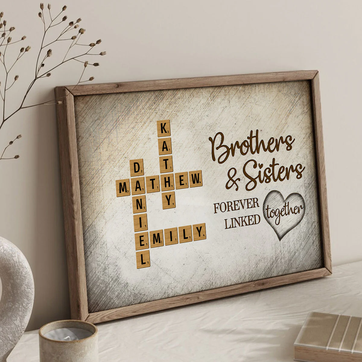 The Love Between Brothers & Sisters Knows No Distance Crossword Puzzle Art, Personalized Poster - Image 5