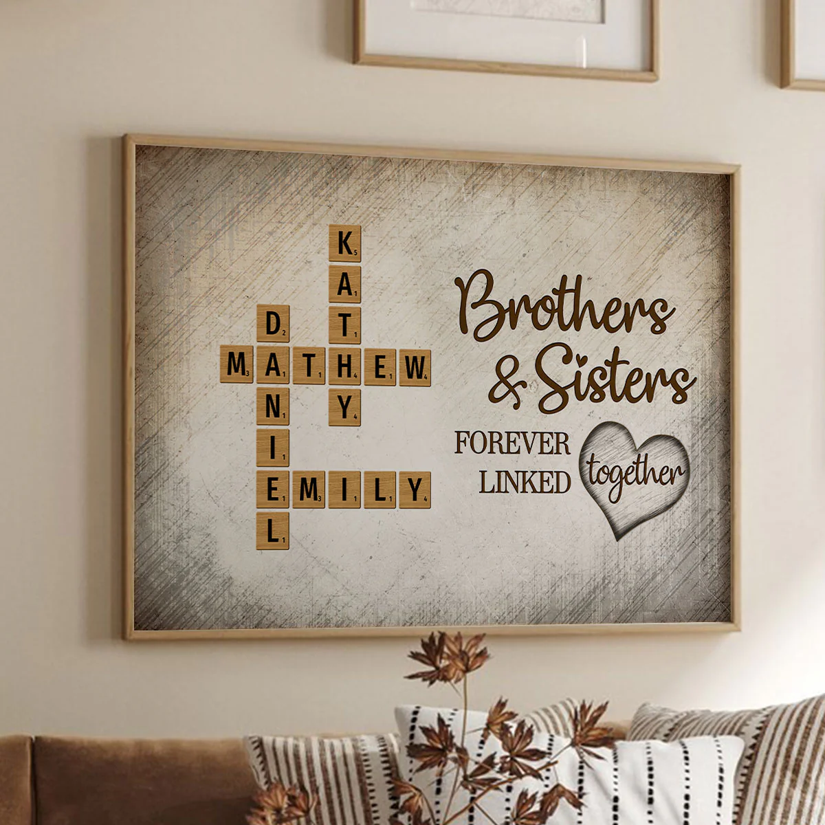 The Love Between Brothers & Sisters Knows No Distance Crossword Puzzle Art, Personalized Poster - Image 6
