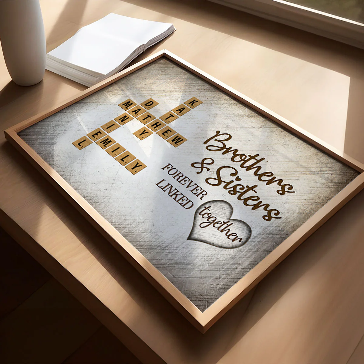 The Love Between Brothers & Sisters Knows No Distance Crossword Puzzle Art, Personalized Poster - Image 8