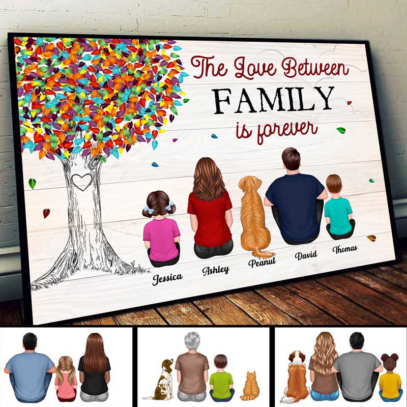 The Love Between Family Is Forever Colorful Tree Personalized Horizontal Poster - Image 2