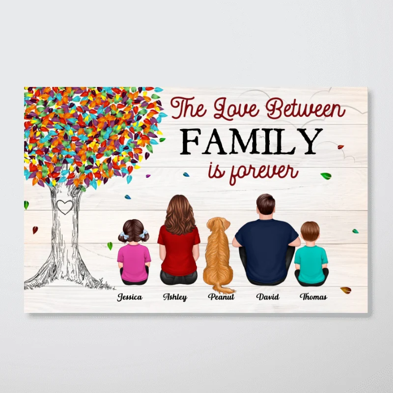 The Love Between Family Is Forever Colorful Tree Personalized Horizontal Poster - Image 3