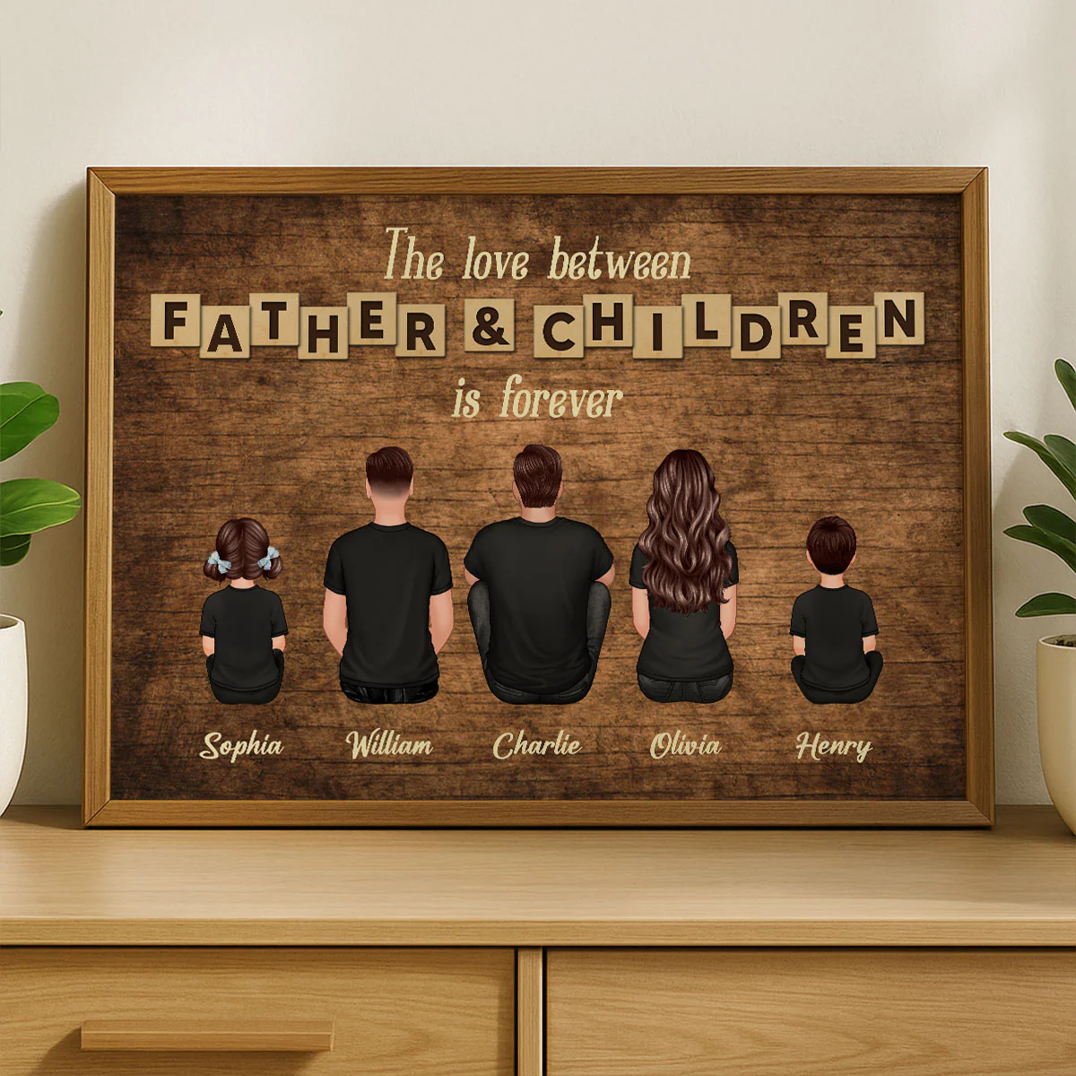 The Love Between Father & Daughters Sons Is Forever Rustic Personalized Poster, Heartfelt Gift For Dad
