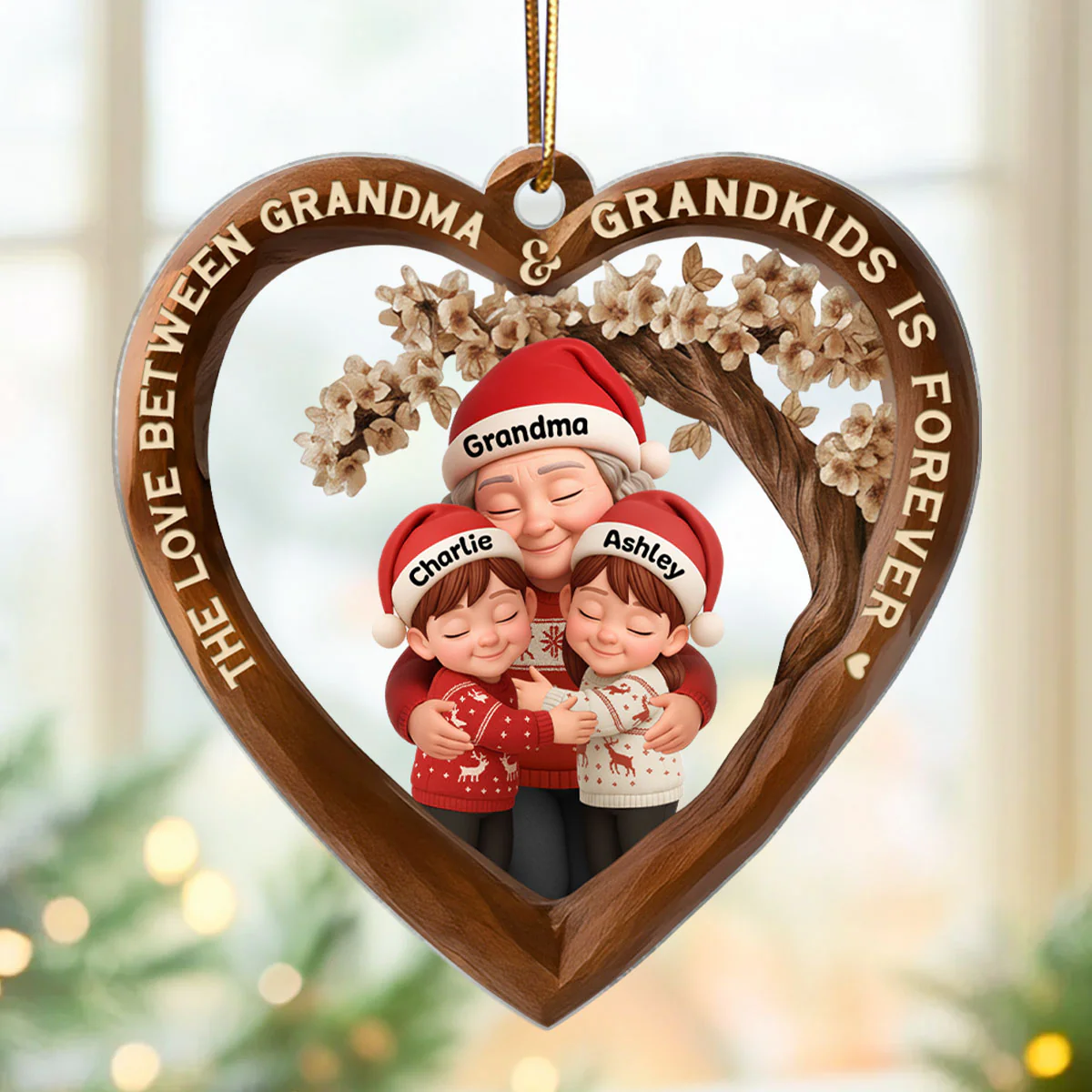 The Love Between Grandma & Grandkids is Forever - Personalized Acrylic Ornament - Christmas Gift for Grandma, Granddaughter, Grandson - Image 3