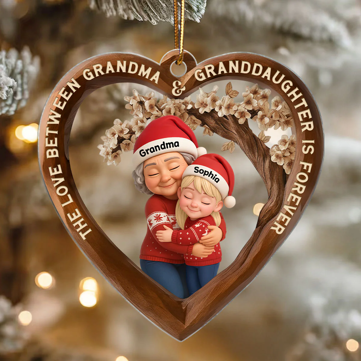 The Love Between Grandma & Grandkids is Forever - Personalized Acrylic Ornament - Christmas Gift for Grandma, Granddaughter, Grandson - Image 4