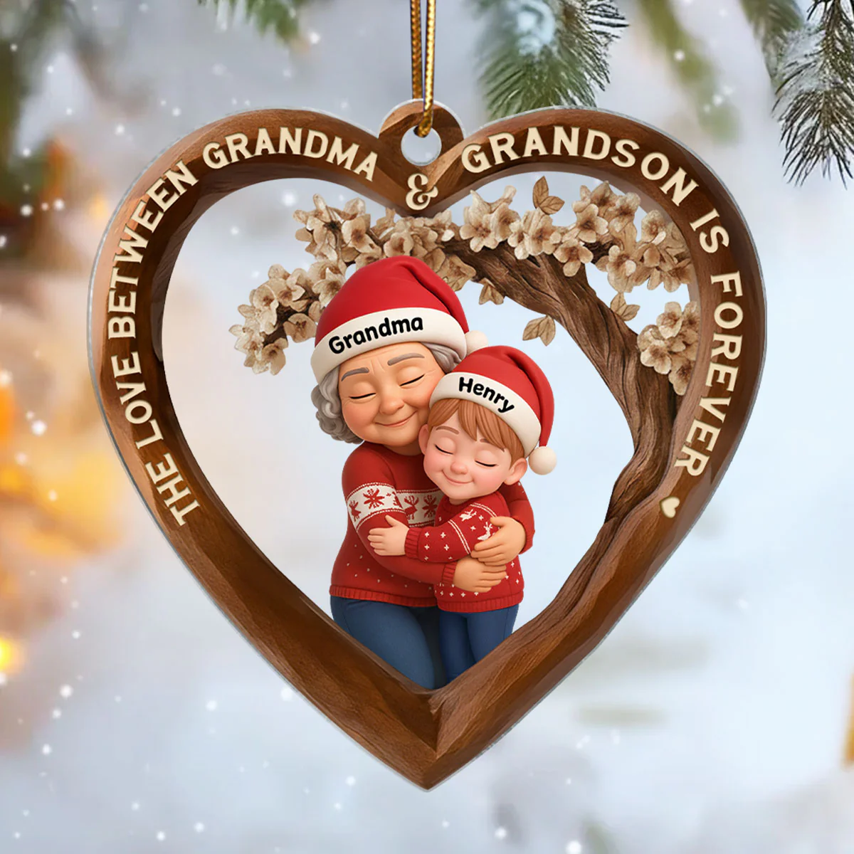 The Love Between Grandma & Grandkids is Forever - Personalized Acrylic Ornament - Christmas Gift for Grandma, Granddaughter, Grandson - Image 5