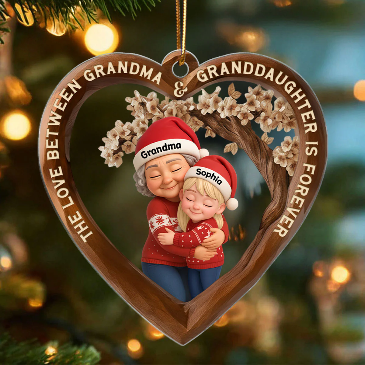 The Love Between Grandma & Grandkids is Forever - Personalized Acrylic Ornament - Christmas Gift for Grandma, Granddaughter, Grandson - Image 6