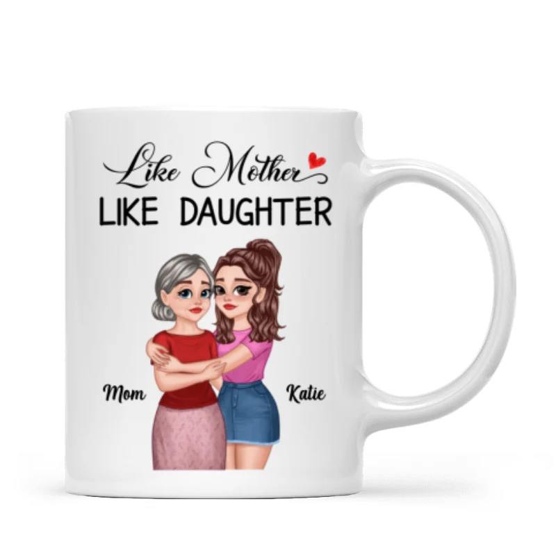 The Love Between Mother Daughter Hugging Cartoon Personalized Mug - Image 4
