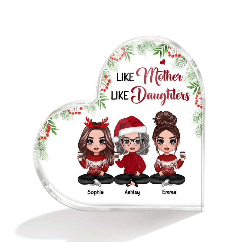 The Love Between Mother & Daughters Doll Personalized Acrylic Heart Plaque