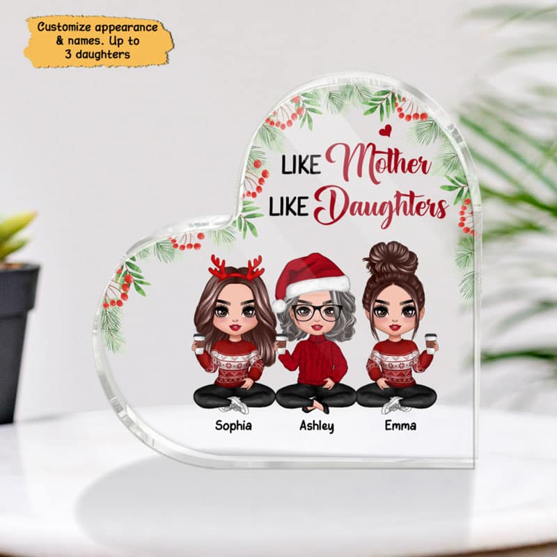 The Love Between Mother & Daughters Doll Personalized Acrylic Heart Plaque - Image 3