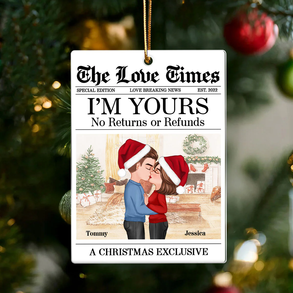 The Love Time Couple Kissing - Personalized Acrylic Ornament - Heartfelt Christmas Gift for him, Gift for her - Image 4