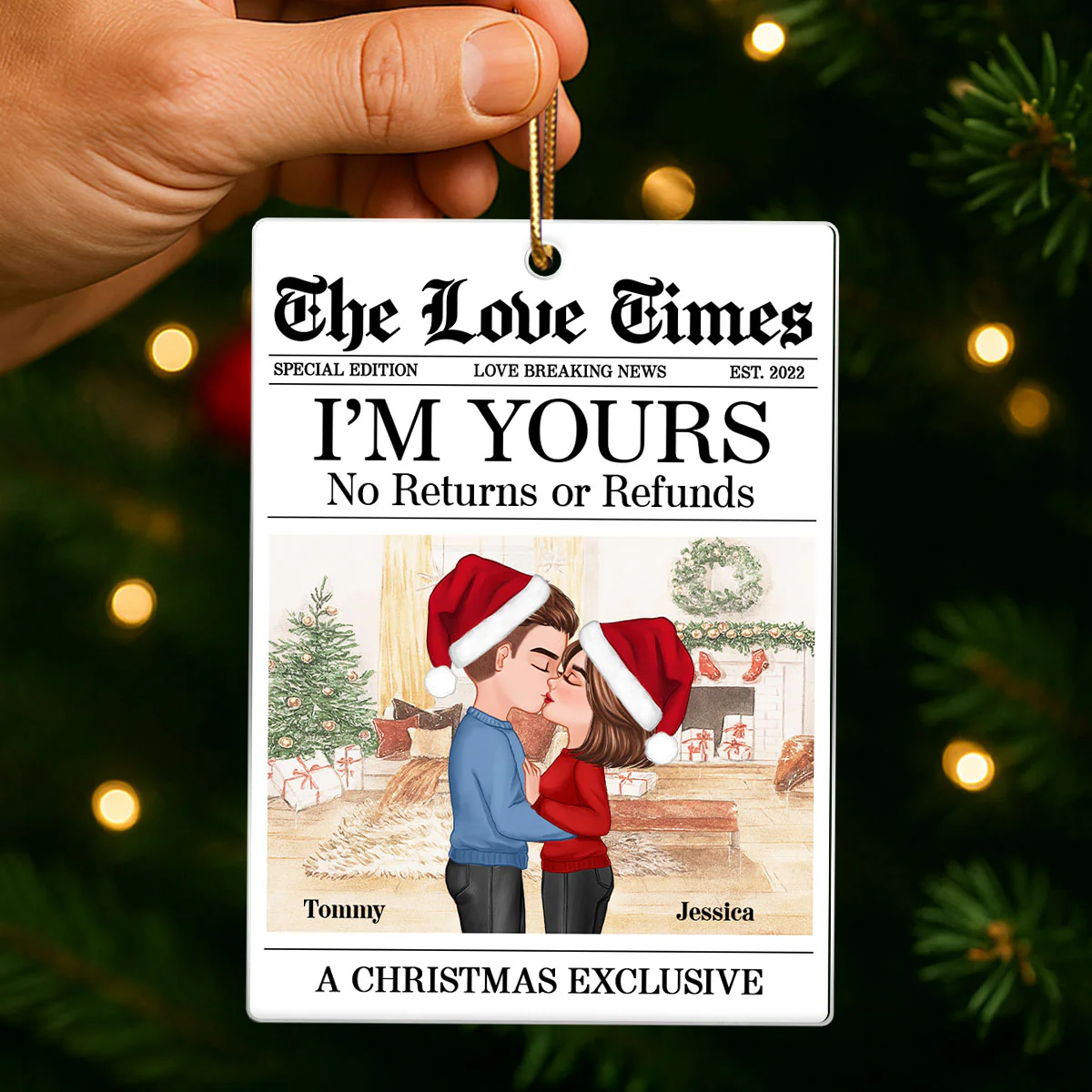 The Love Time Couple Kissing - Personalized Acrylic Ornament - Heartfelt Christmas Gift for him, Gift for her - Image 5