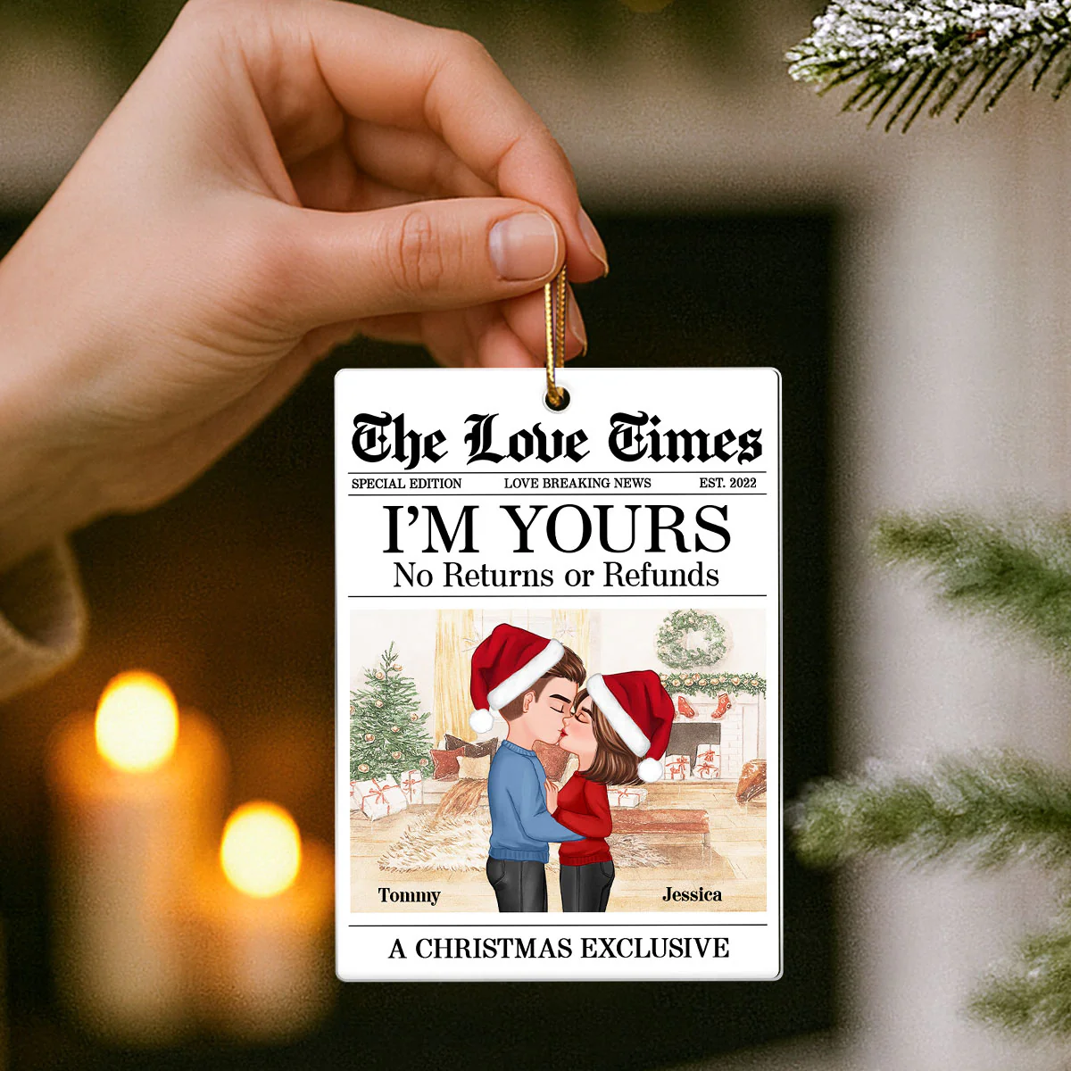 The Love Time Couple Kissing - Personalized Acrylic Ornament - Heartfelt Christmas Gift for him, Gift for her - Image 6