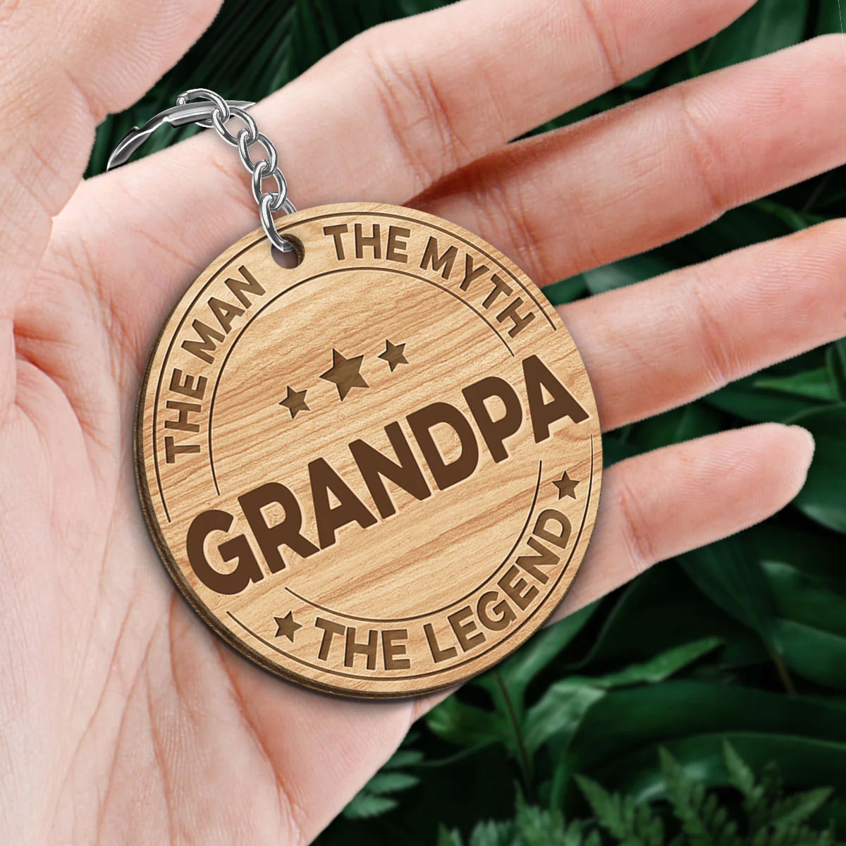 The Man The Myth The Legend Gift For Dad Grandpa Personalized Wooden Keychain - Image 2