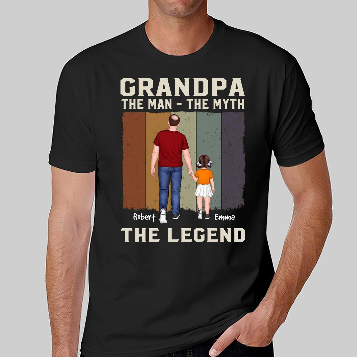 The Man The Myth The Legend Grandpa Dad Walking Back View Personalized Shirt - Image 2
