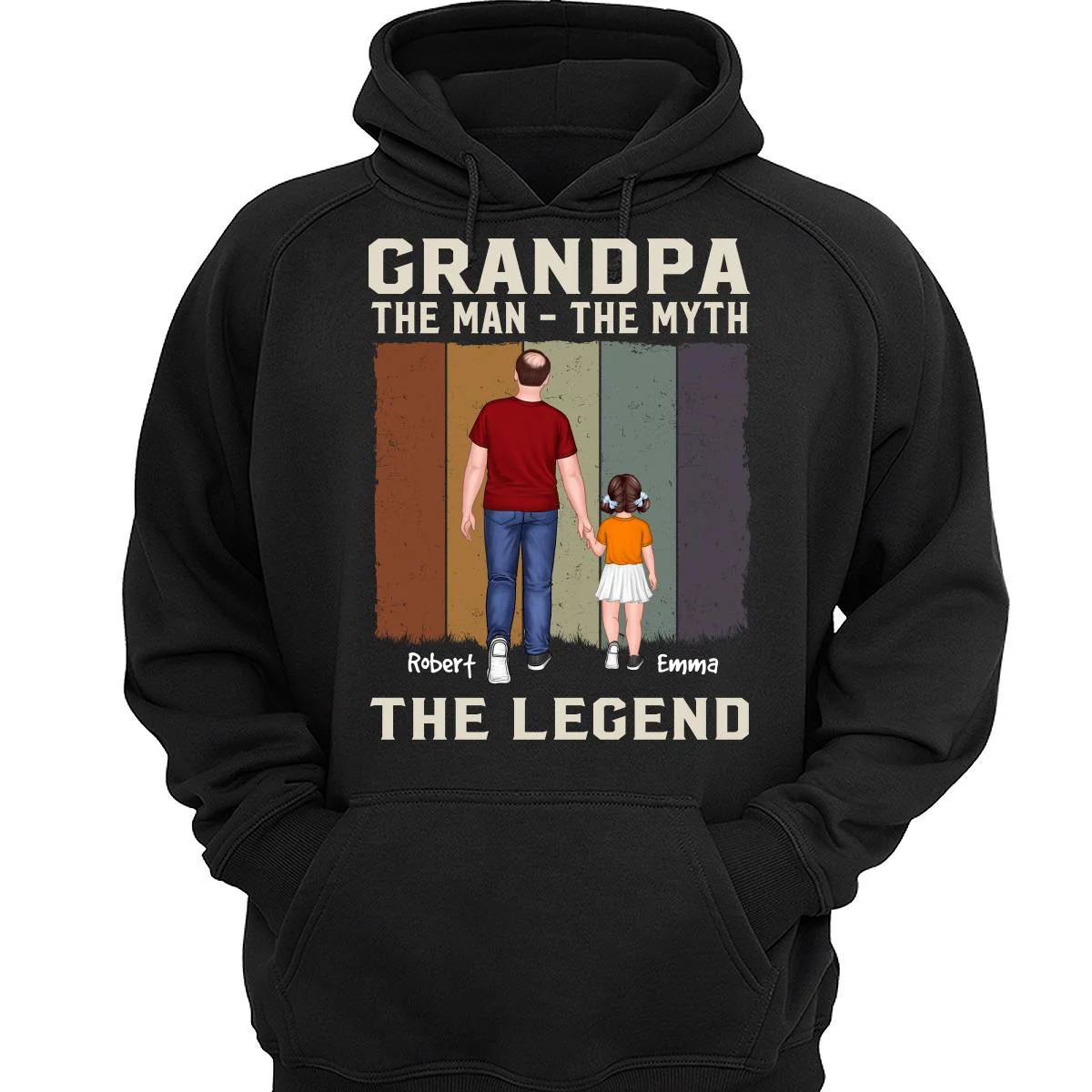 The Man The Myth The Legend Grandpa Dad Walking Back View Personalized Shirt - Image 3