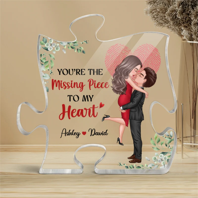 The Missing Piece Couple Heart Fingerprint - Personalized Acrylic Block Plaque - Image 5