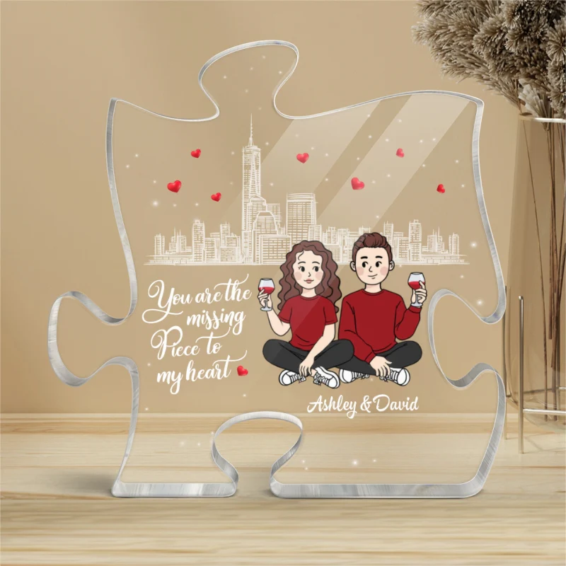 The Missing Piece To My Heart Cartoon Couple Personalized Puzzle Acrylic Plaque - Image 4