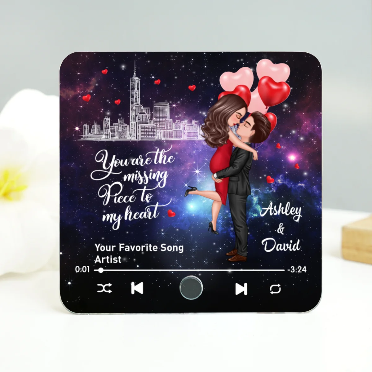 The Missing Piece To My Heart Couple Kissing Favorite Song Personalized Music Fridge Magnet, Gift For Couple - Image 10
