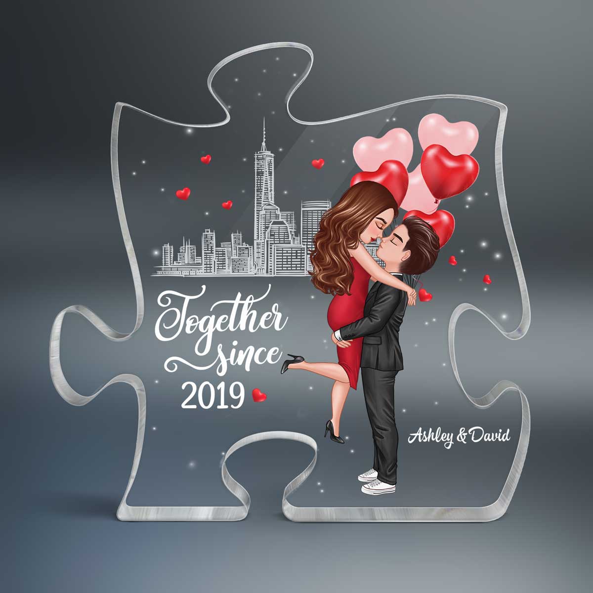 The Missing Piece To My Heart Couple Personalized Acrylic Puzzle Plaque - Image 2