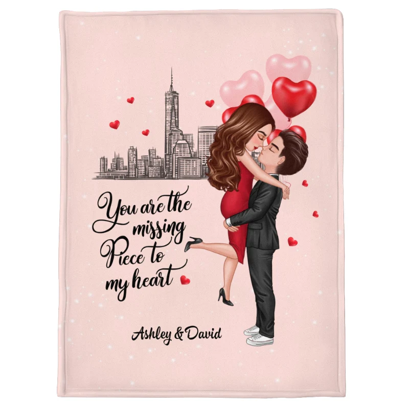 The Missing Piece To My Heart Couple Personalized Fleece Blanket - Image 5