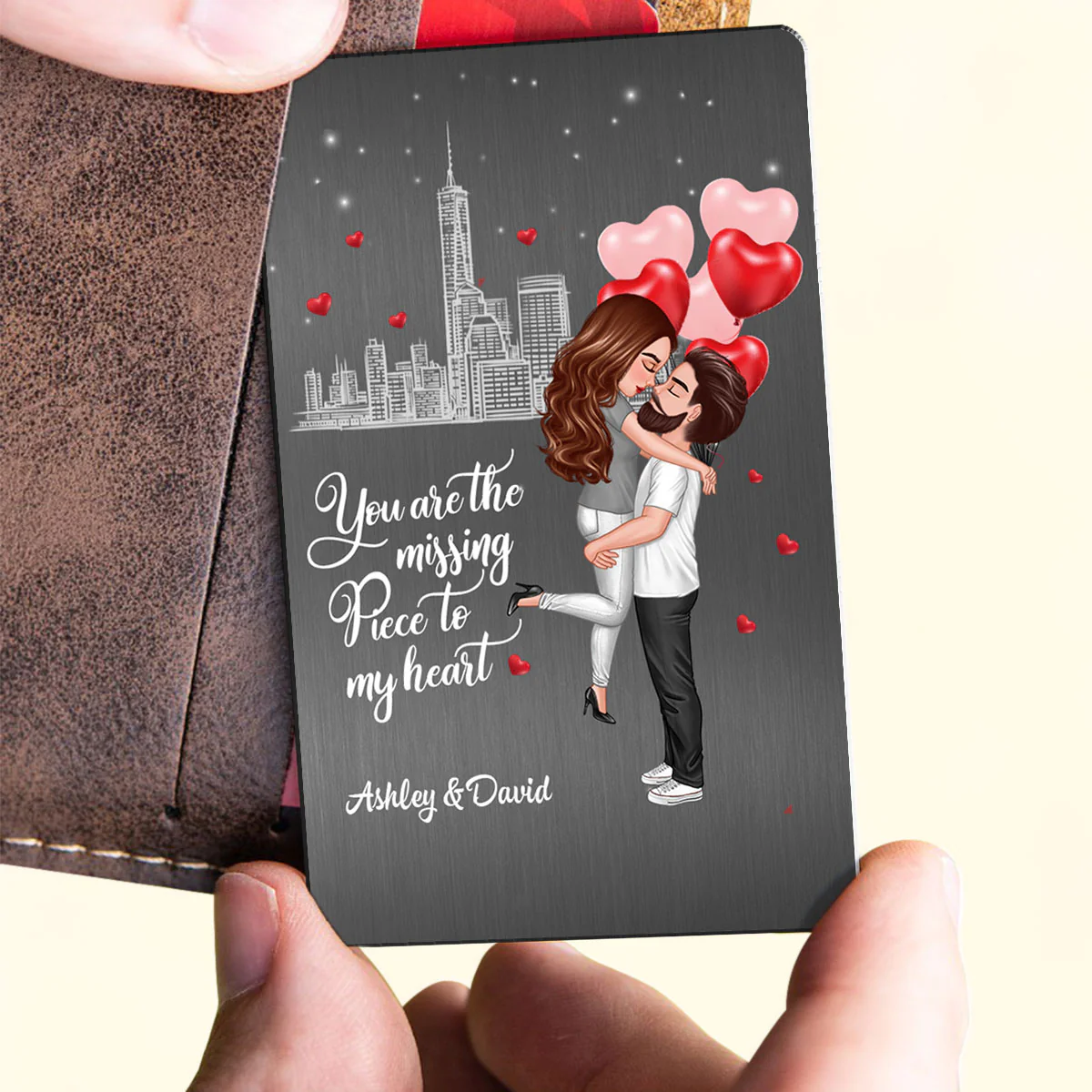 The Missing Piece To My Heart Couple Personalized Metal Wallet Card