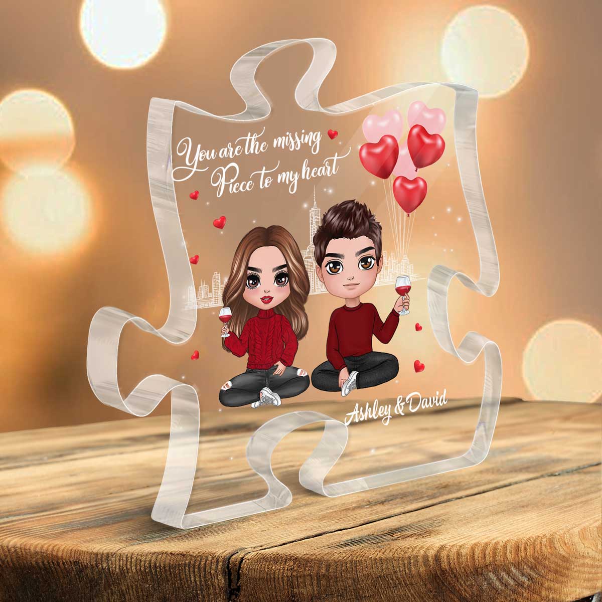 The Missing Piece To My Heart Doll Couple Personalized Puzzle Acrylic Plaque - Valentine‘s Day Gift For Him, Gift For Her - Image 3