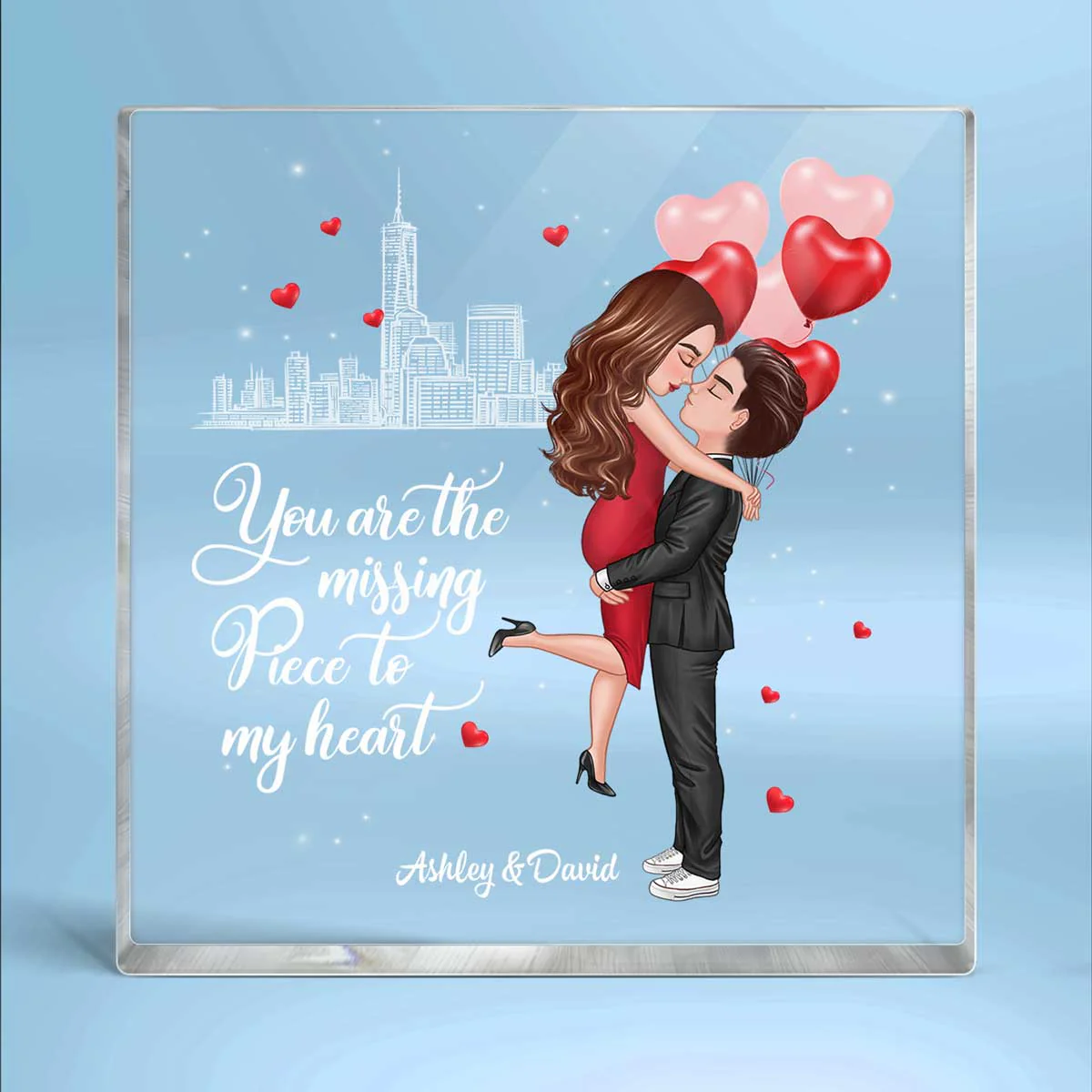 The Missing Piece To My Heart Personalized Acrylic Block Plaque - Valentine‘s Day Gift For Him, Gift For Her - Image 2
