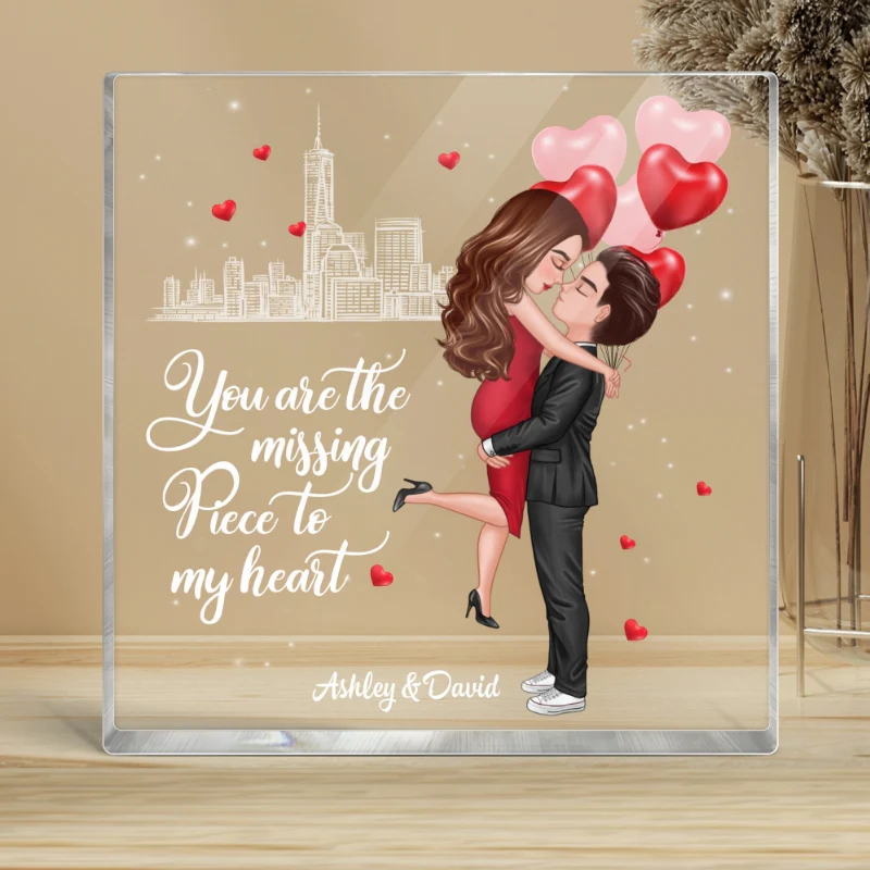The Missing Piece To My Heart Personalized Acrylic Block Plaque - Valentine‘s Day Gift For Him, Gift For Her - Image 4