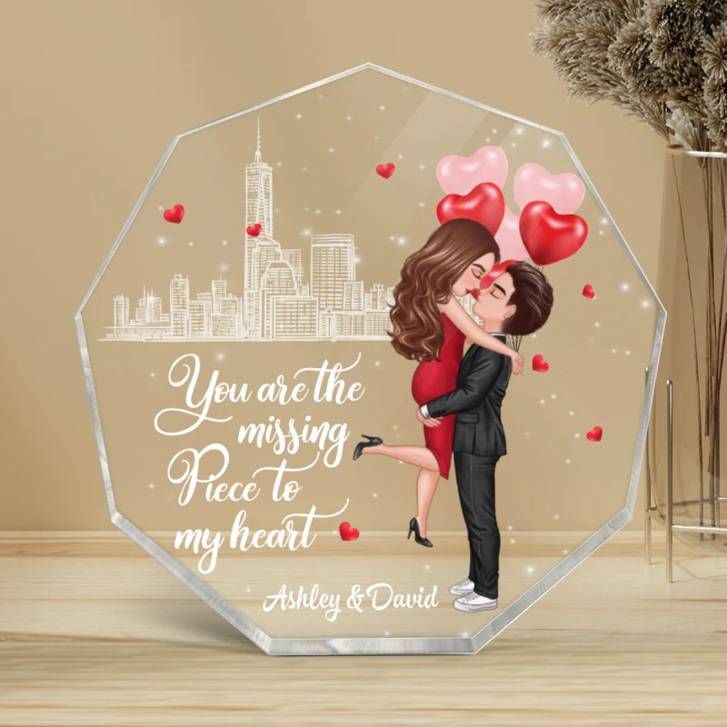 The Missing Piece To My Heart Personalized Nonagon Acrylic Plaque - Valentine‘s Day Gift For Him, Gift For Her - Image 5