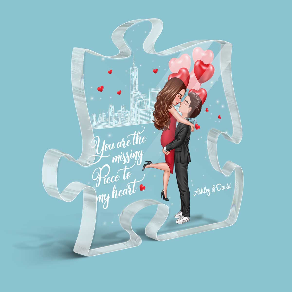 The Missing Piece To My Heart Personalized Puzzle Acrylic Plaque - Image 2