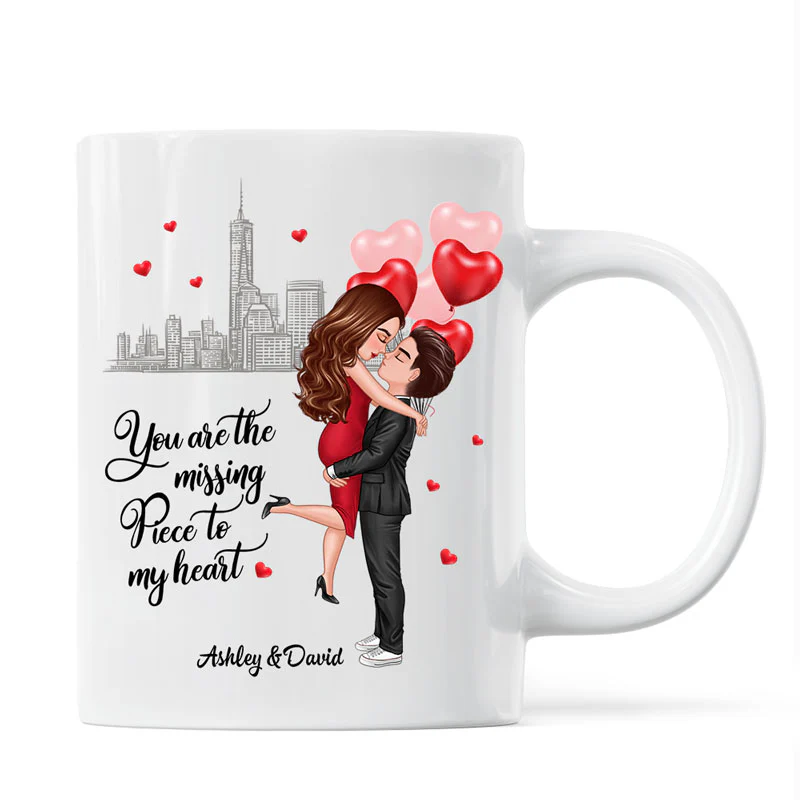 The Missing Piece To My Heart Valentine‘s Day Gift For Him, Gift For Her Personalized Mug - Image 2