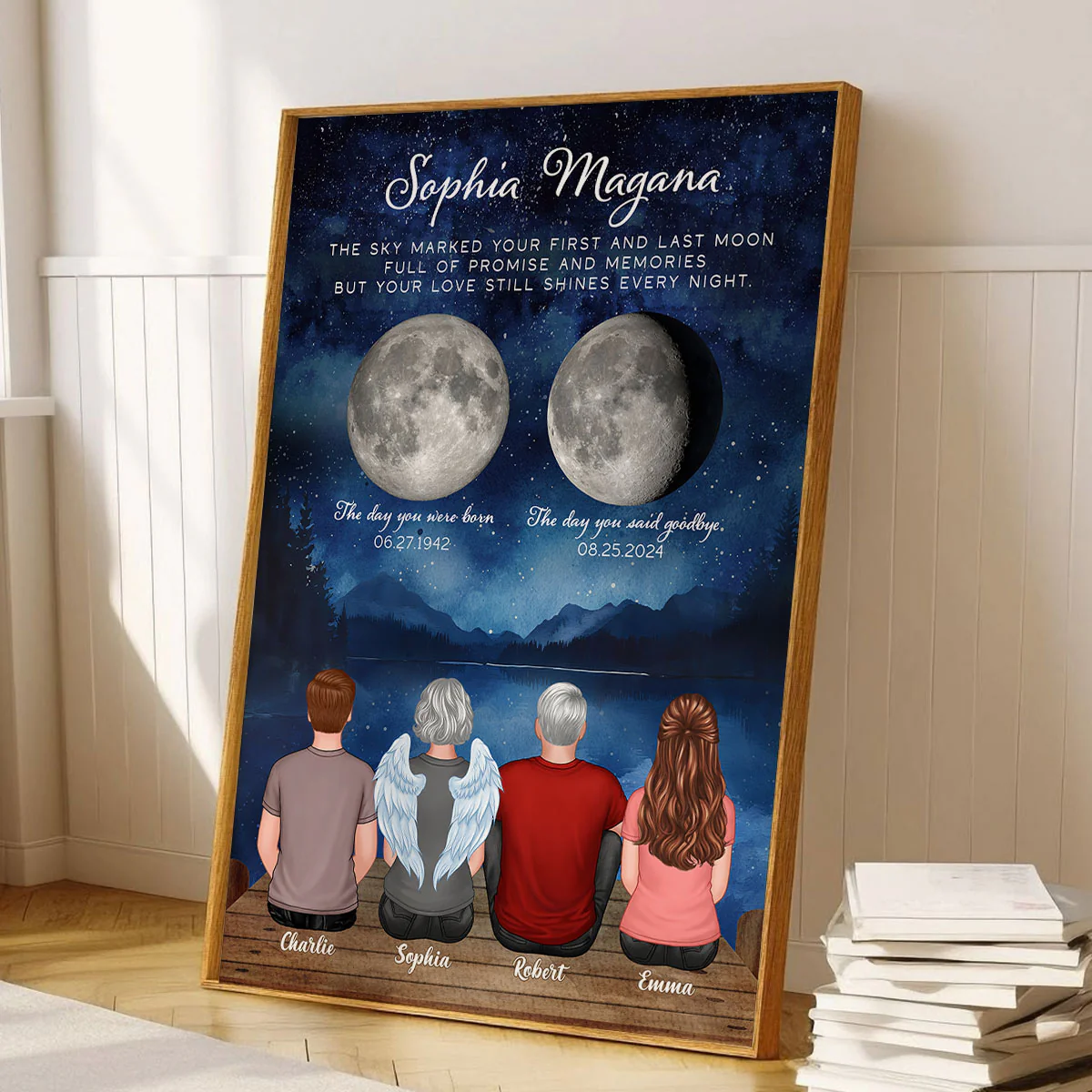 The Moon Marked Your Arrival & Farewell Memorial Gift Family Member Moon Phase Personalized Poster - Image 2