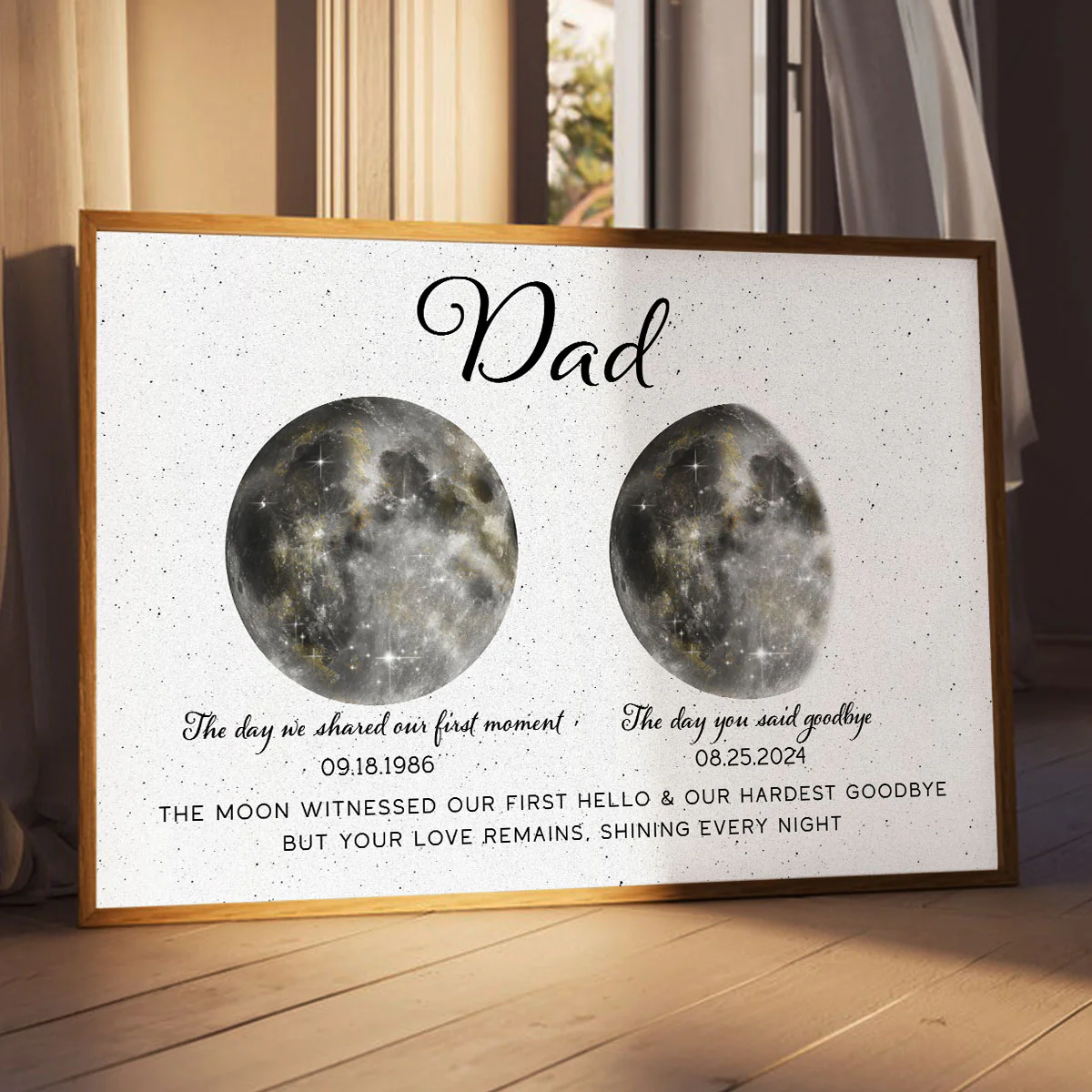 The Moon Witnessed Our First Hello And Our Hardest Goodbye Memorial Golden Dust Moon Phase Personalized Poster - Image 2