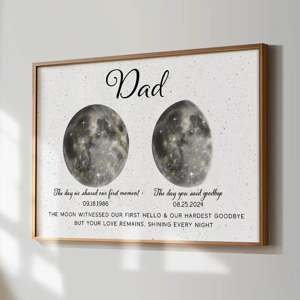 The Moon Witnessed Our First Hello And Our Hardest Goodbye Memorial Golden Dust Moon Phase Personalized Poster - Image 4