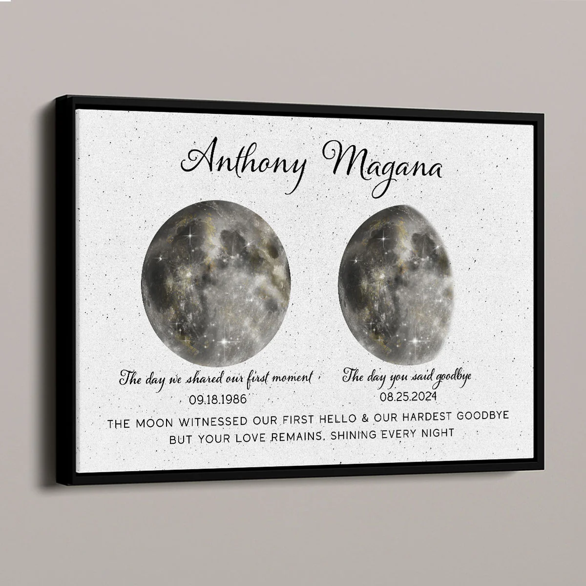 The Moon Witnessed Our First Hello And Our Hardest Goodbye Memorial Golden Dust Moon Phase Personalized Poster - Image 5