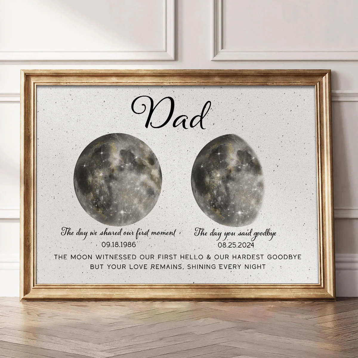 The Moon Witnessed Our First Hello And Our Hardest Goodbye Memorial Golden Dust Moon Phase Personalized Poster - Image 6