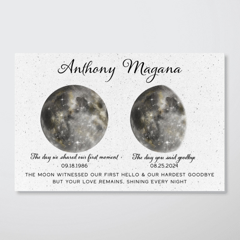 The Moon Witnessed Our First Hello And Our Hardest Goodbye Memorial Golden Dust Moon Phase Personalized Poster - Image 9