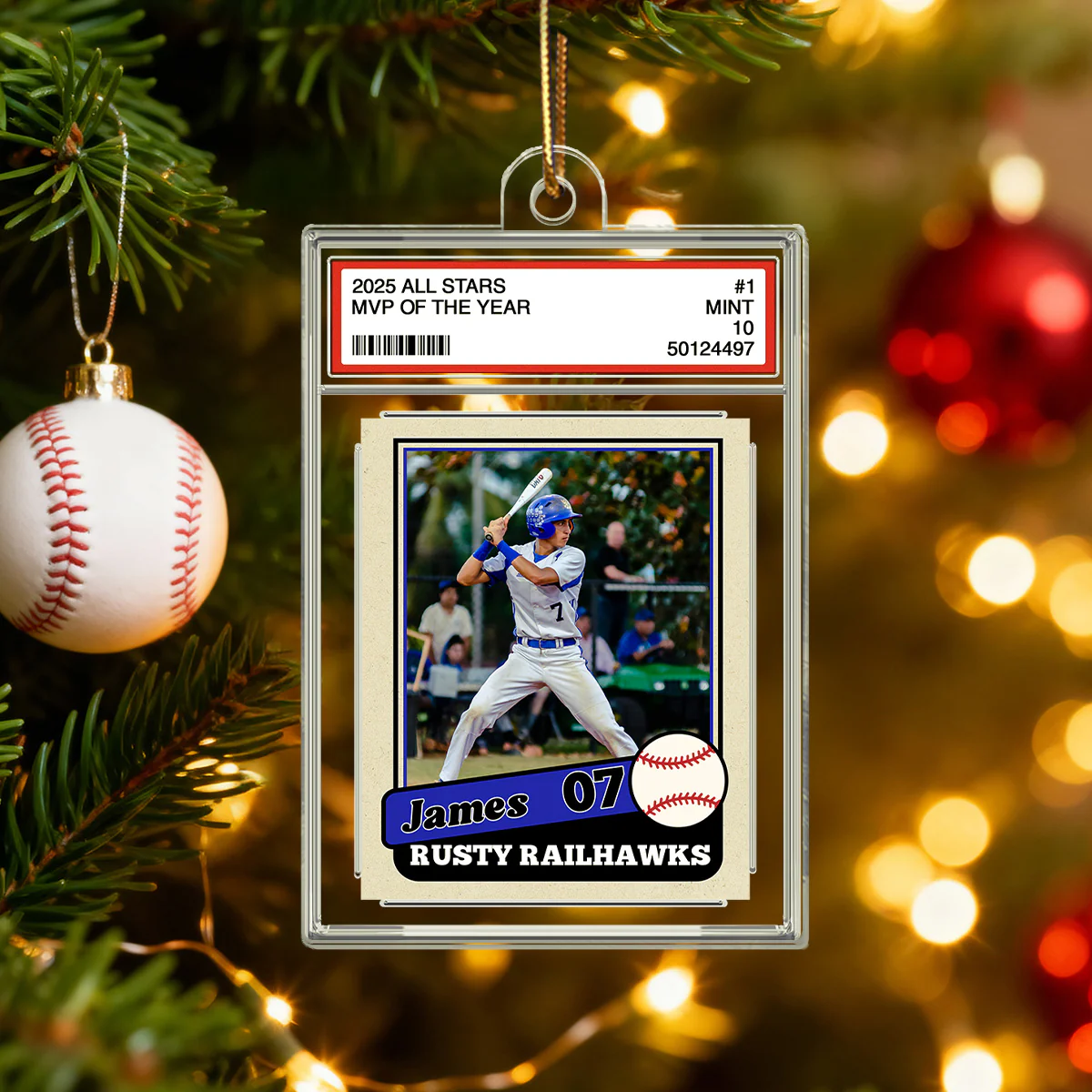 The MVP Sport Custom Photo Trading Card Style - Personalized Acrylic Ornament - Christmas Gift For Teenage, Kid - Image 6