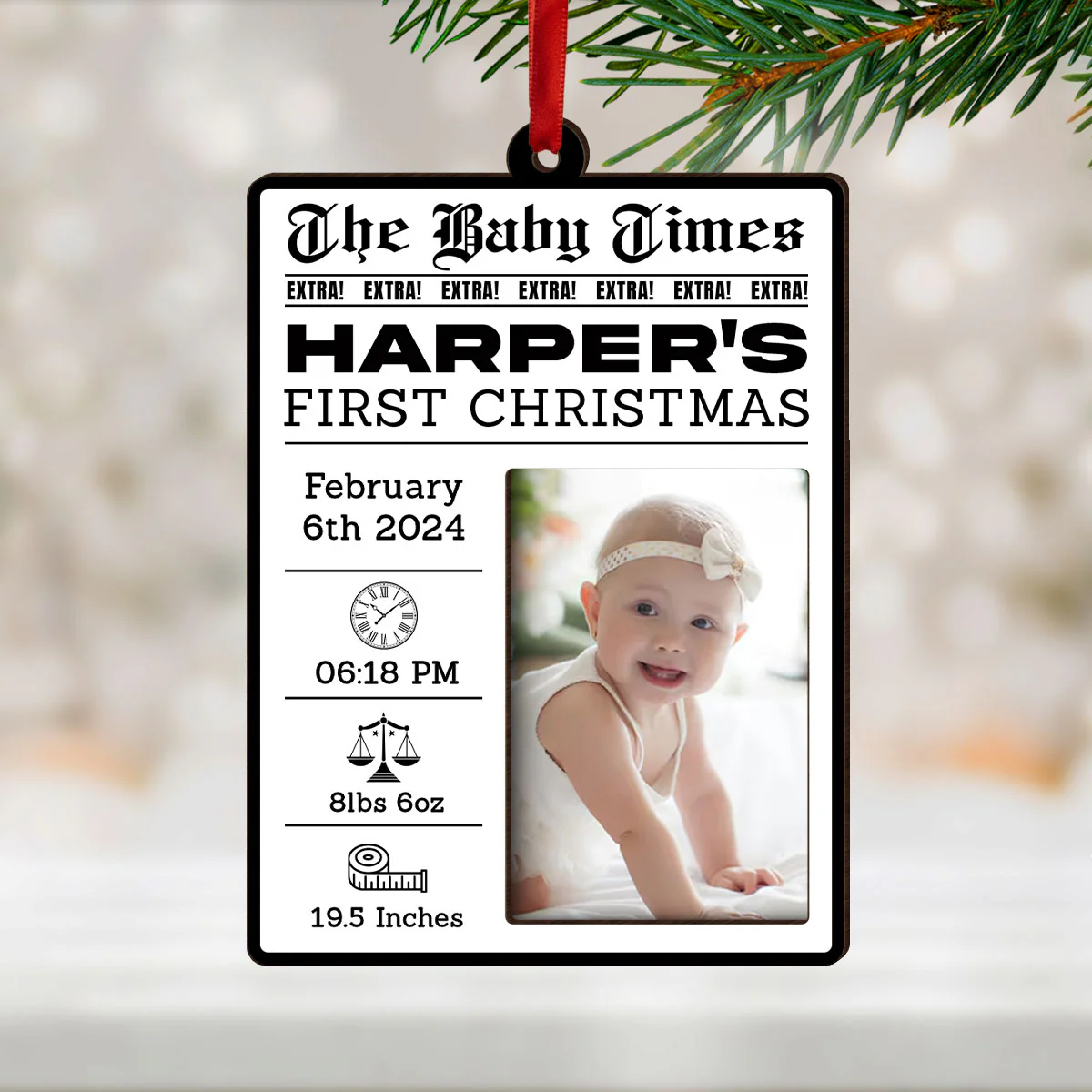 The New Baby Times Personalized Photo Frame Ornament, Unique Pregnancy Announcement, Baby First Christmas, Gift For New Mom, New Dad - Image 2