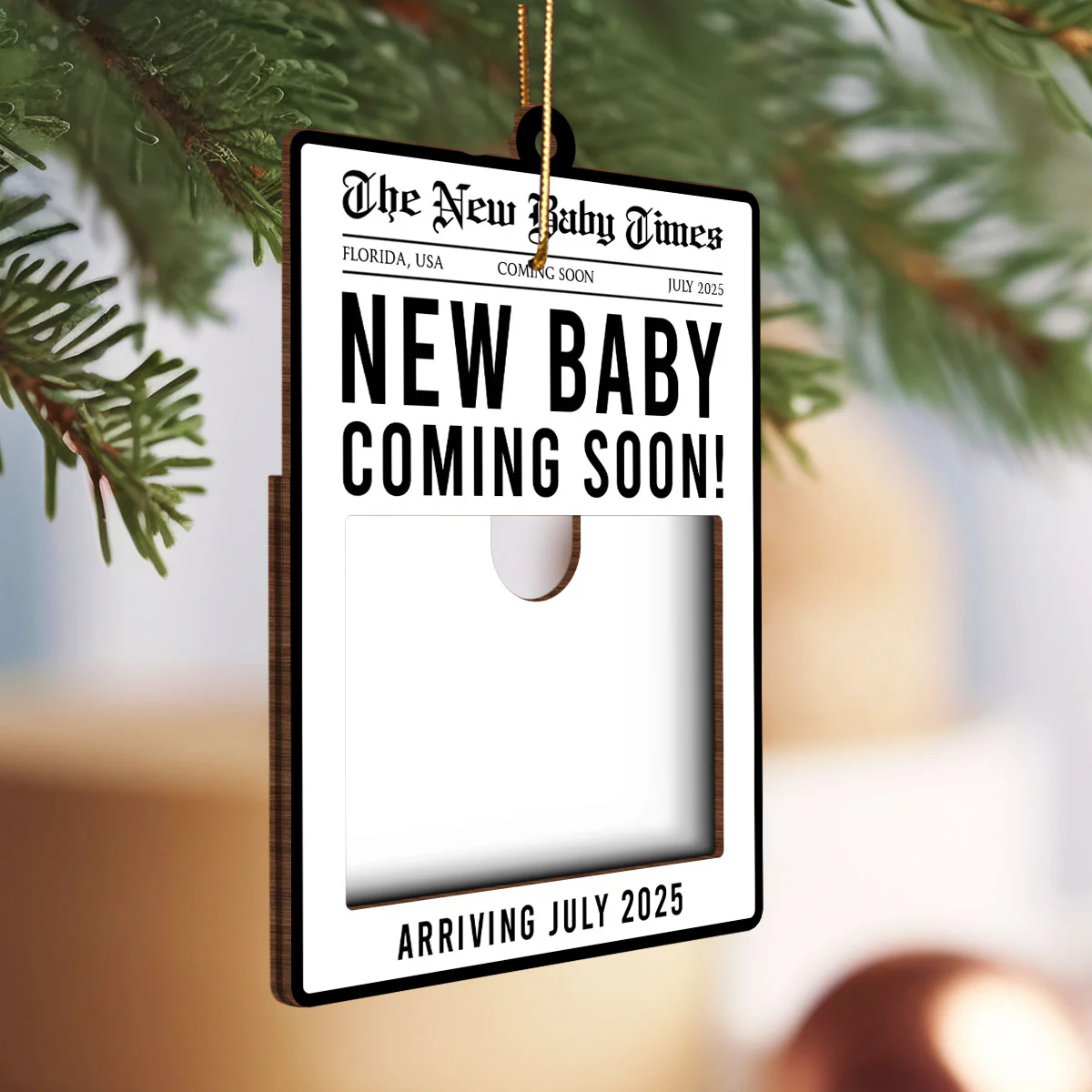 The New Baby Times Personalized Photo Frame Ornament, Unique Pregnancy Announcement, Baby First Christmas, Gift For New Mom, New Dad - Image 3