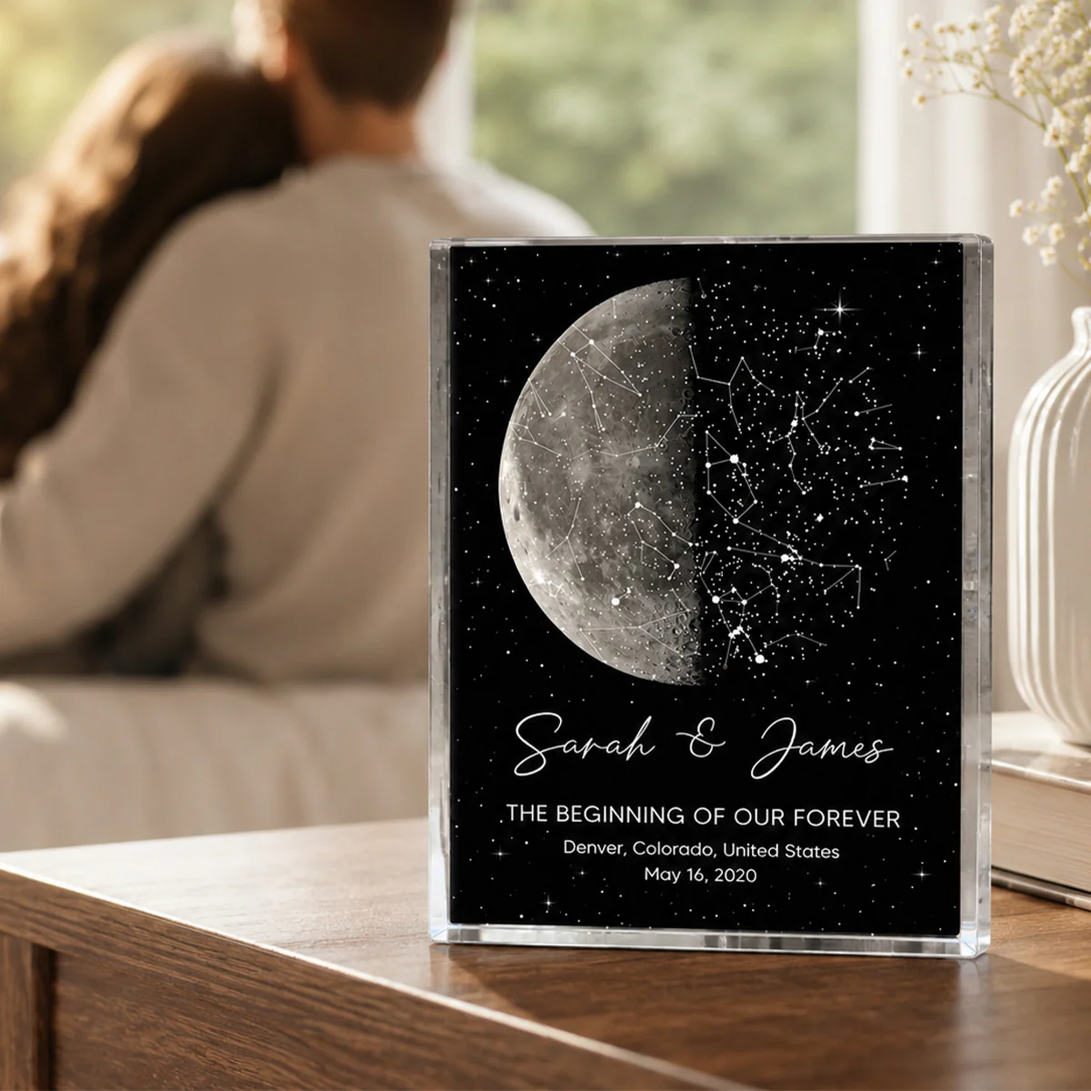 The Night It All Began Custom Moon Phase & Star Map - Personalized Acrylic Block Plaque - Gift For Couple - Image 9