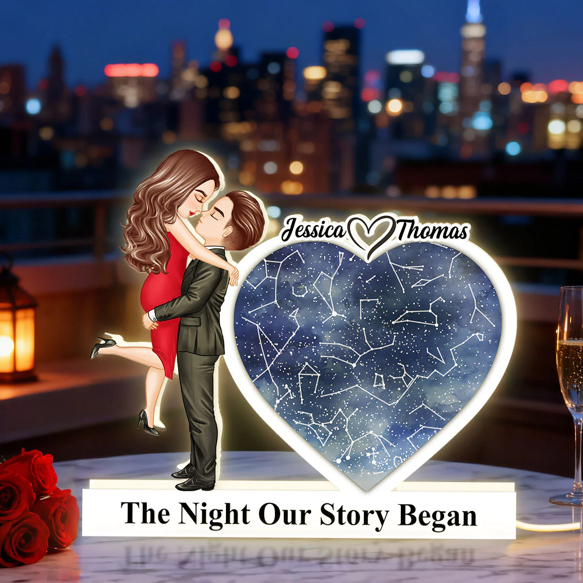 The Night Our Story Began - Personalized Light Box - Gift for Couple