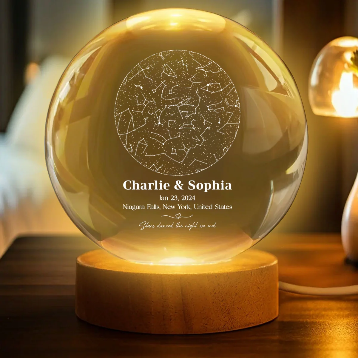 The Night We Met Star Map - Personalized Crystal Ball Night Light - Gift for Couple - Image 12