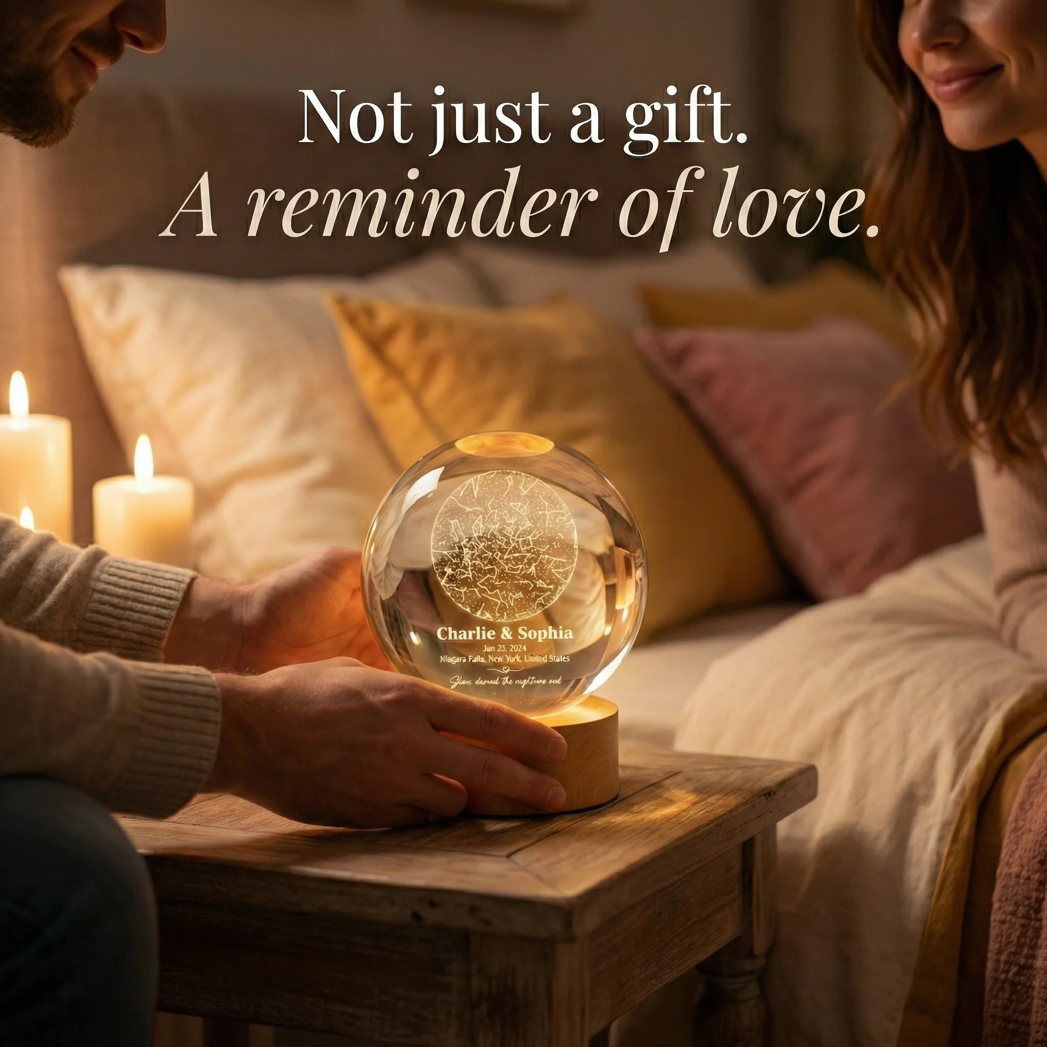 The Night We Met Star Map - Personalized Crystal Ball Night Light - Gift for Couple - Image 6
