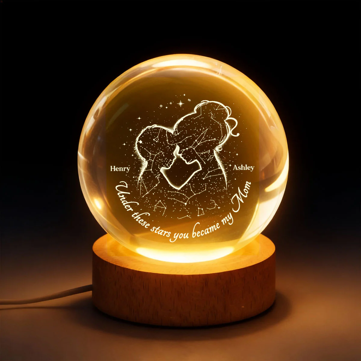The Night You Became My Mom - Personalized Crystal Ball - Heartfelt Gift For Mom, Grandma - Image 2