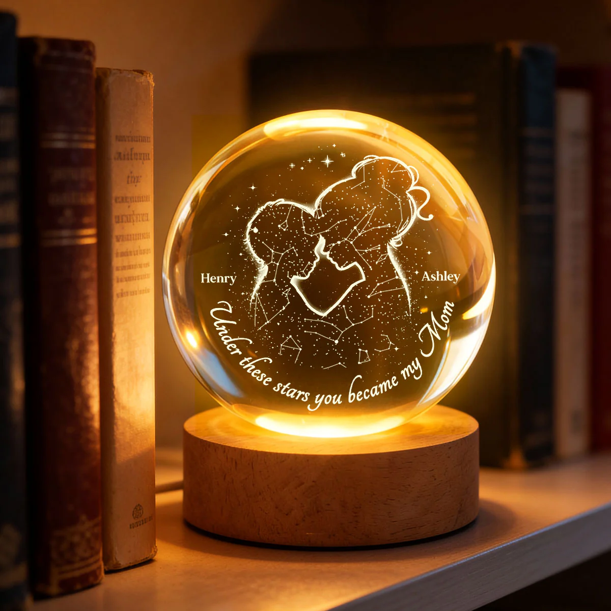 The Night You Became My Mom - Personalized Crystal Ball - Heartfelt Gift For Mom, Grandma - Image 3