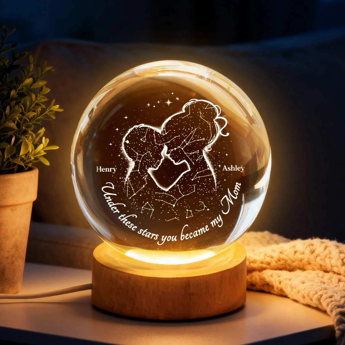 The Night You Became My Mom - Personalized Crystal Ball - Heartfelt Gift For Mom, Grandma - Image 6