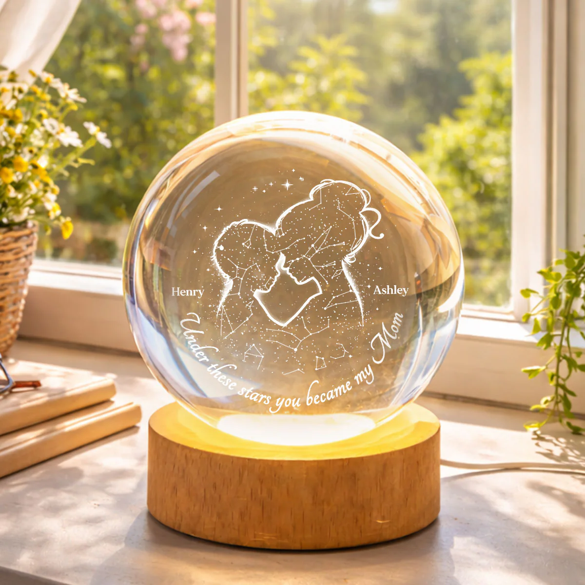 The Night You Became My Mom - Personalized Crystal Ball - Heartfelt Gift For Mom, Grandma - Image 7