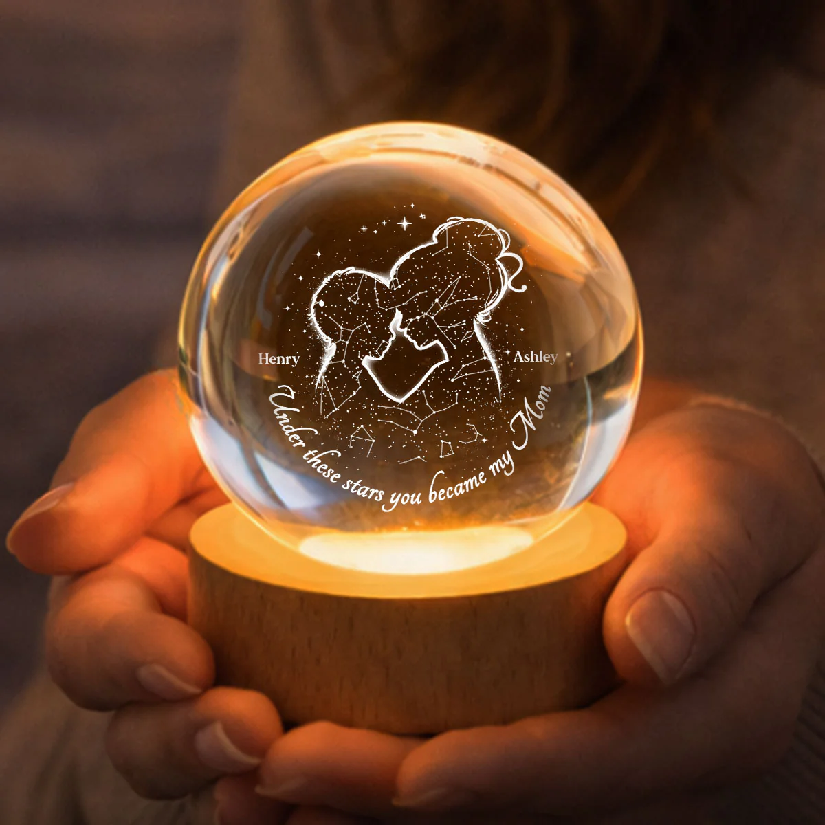 The Night You Became My Mom - Personalized Crystal Ball - Heartfelt Gift For Mom, Grandma - Image 8